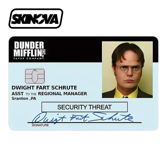 “”Dwight Schrute Security Threat” Premium Card Skin
