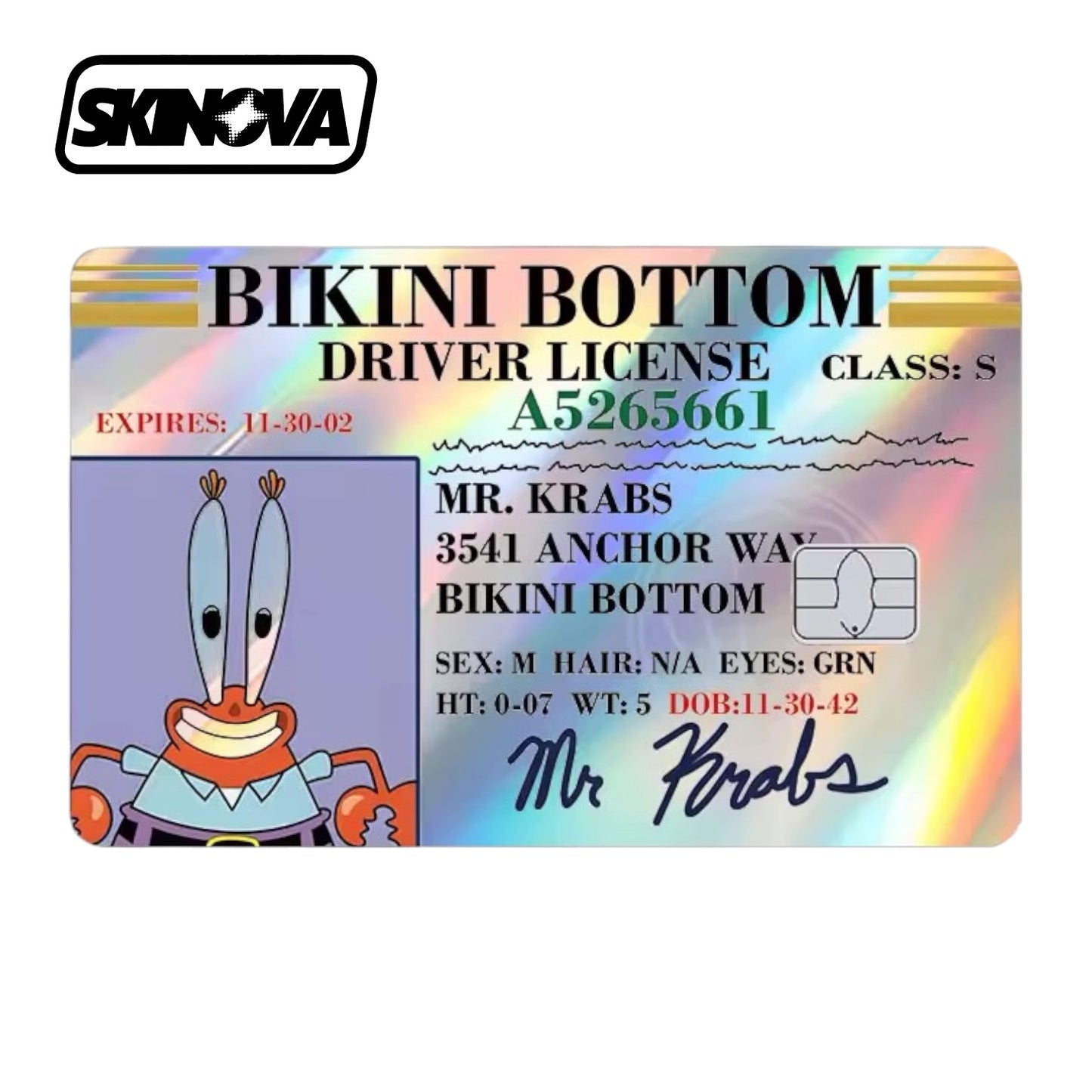 “Mr. Krabs Drivers License” Premium Card Skin