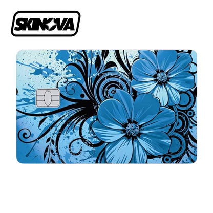 “Artistic Blue Flowers” Premium Card Skin